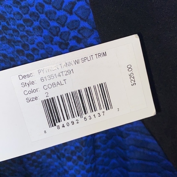 Rebecca Taylor shirt python tank w/ split trim‎ in cobalt size 2 NWT - Picture 4 of 9